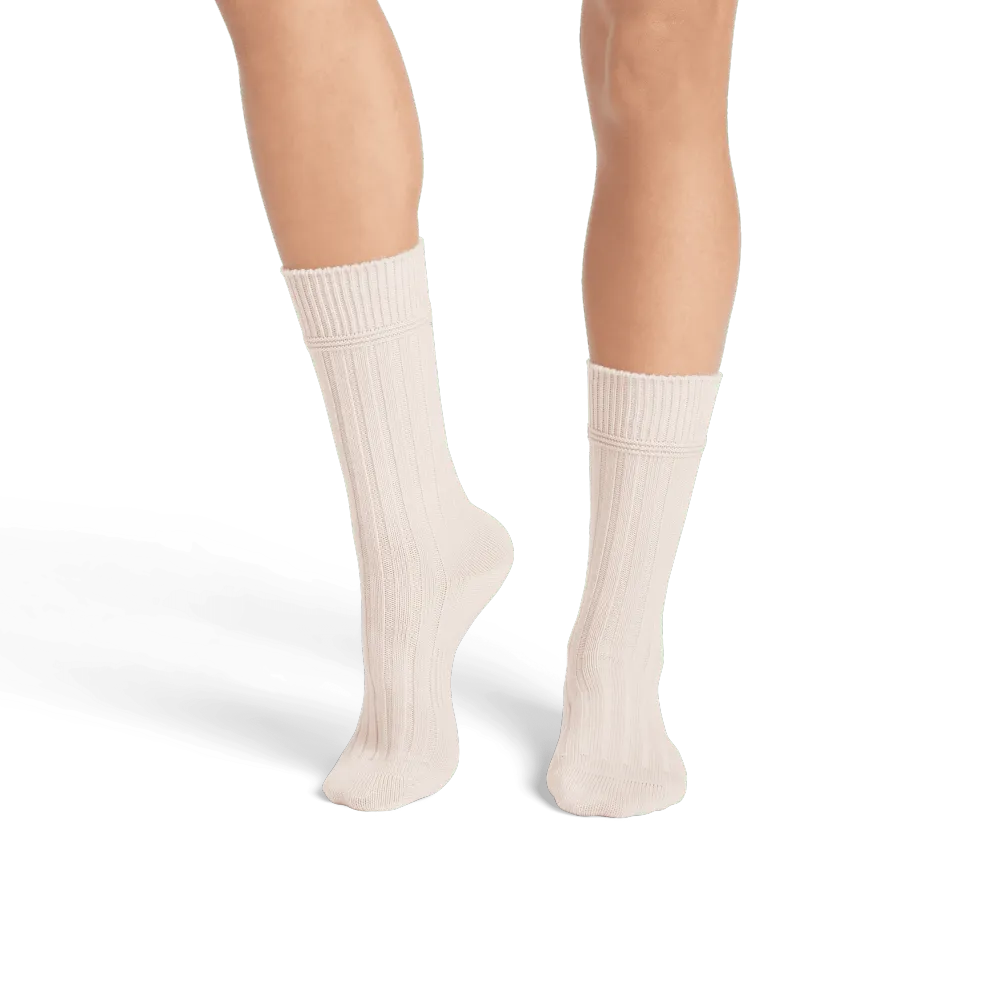 Women's Merino Cashmere Blend Rib Calf Socks
