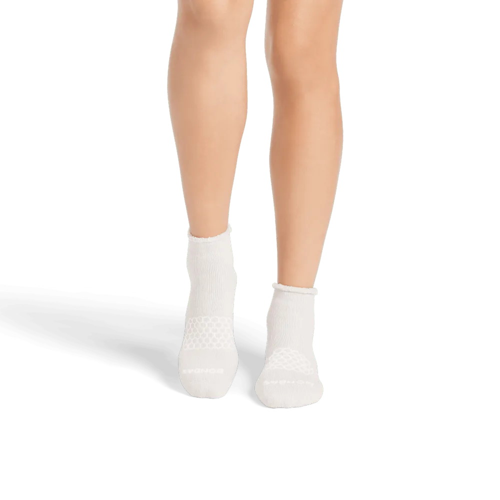 Women's Merino Wool Blend Roll-Top Gripper House Socks