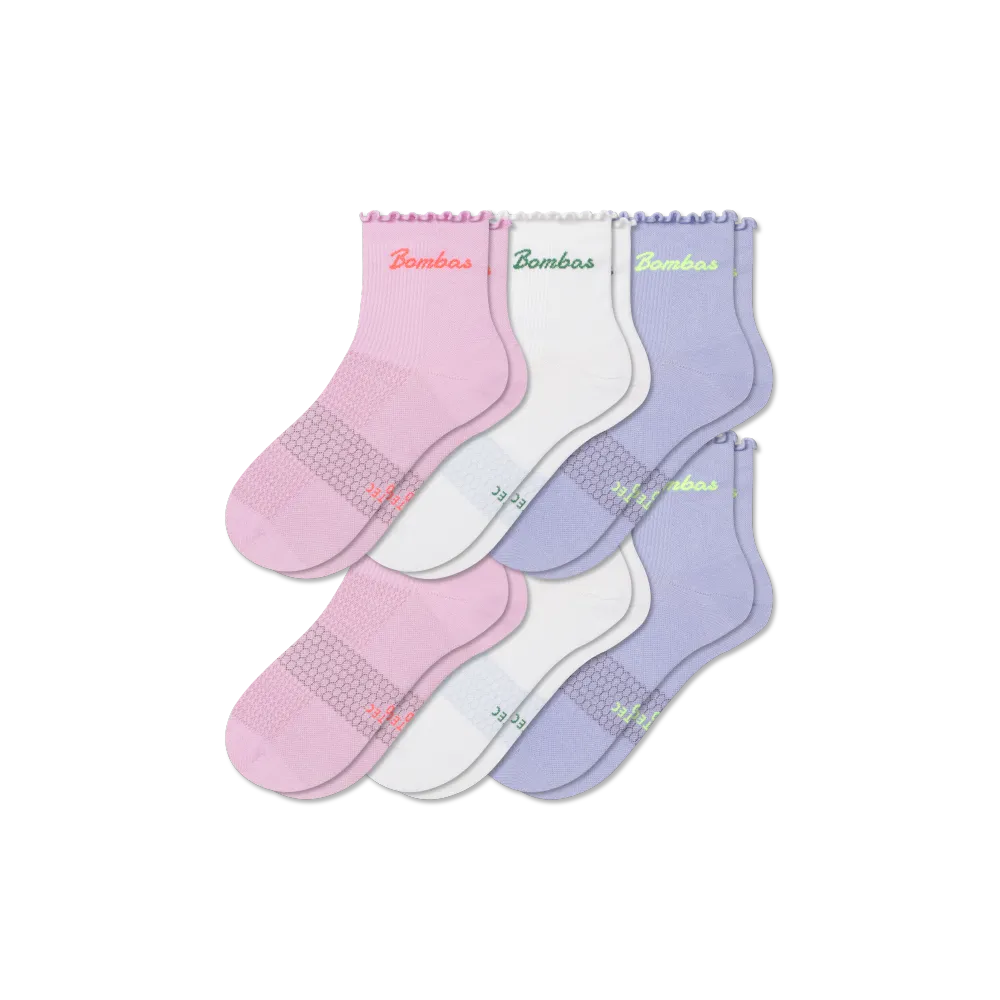 Women’s Ruffle Athletic Quarter Sock 6-Pack