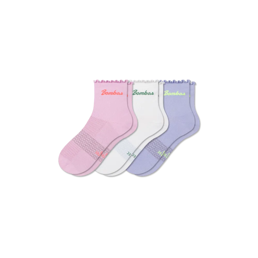 Women’s Ruffle Athletic Quarter Sock 3-Pack