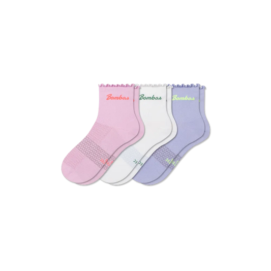 Women’s Ruffle Athletic Quarter Sock 3-Pack