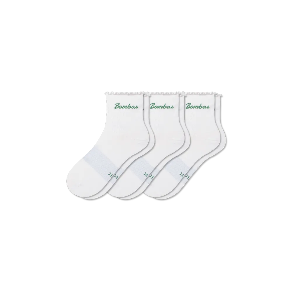 Women’s Ruffle Athletic Quarter Sock 3-Pack