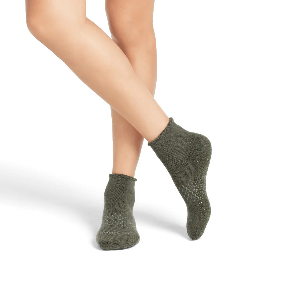Women's Merino Wool Blend Roll-Top Gripper House Socks