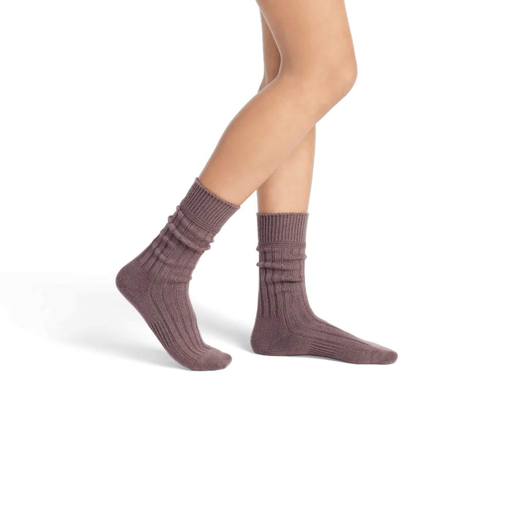 Women's Merino Cashmere Blend Rib Calf Socks