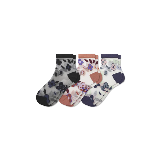 Women’s Sheer Garden Party Quarter Sock 3-Pack
